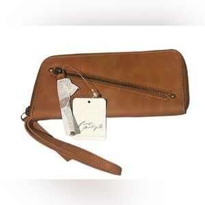 Free People Distressed Brown Vegan Wallet / Clutch SOLD OUT New NWT